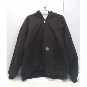 Vintage Y2K Carhartt Full Zip Hoodie Jacket Brown Heavyweight Workwear Size 3xl